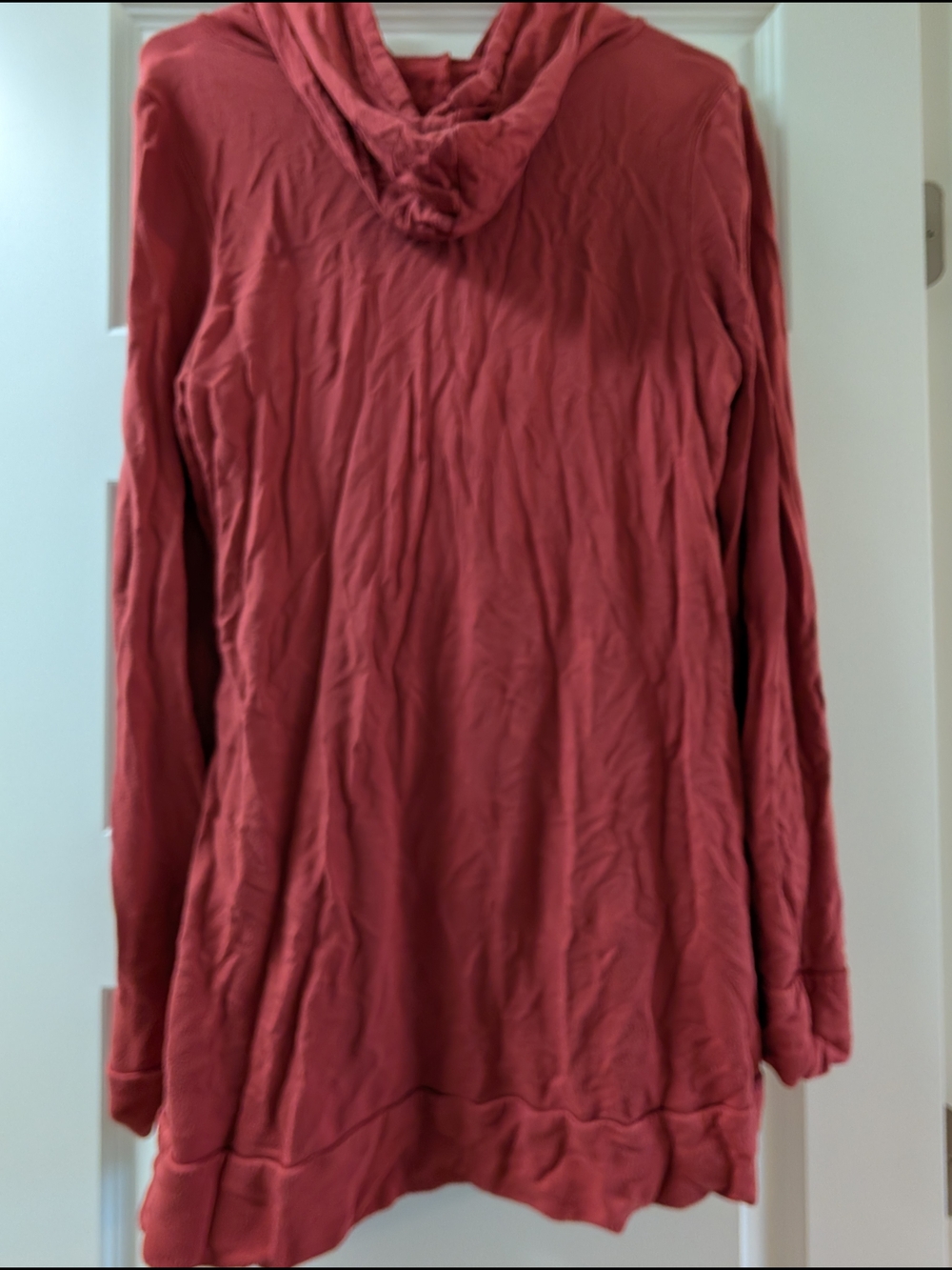 Latched Mama Rust Red Layered High-Low Hoodie - Picture 2 of 5